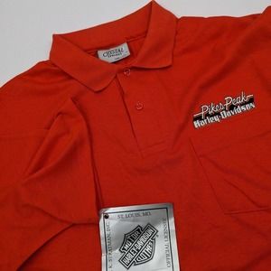 Vintage Harley-Davidson Crystal Springs Men's 2XL‎ Orange Pikes Peak Polo Shirt